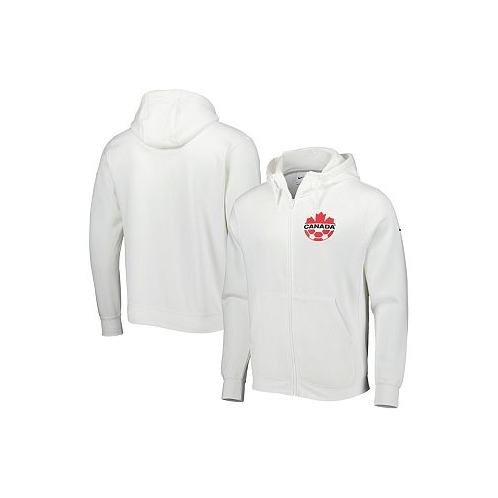 Nike Mens White Canada Soccer Club Fleece Full-Zip Hoodie