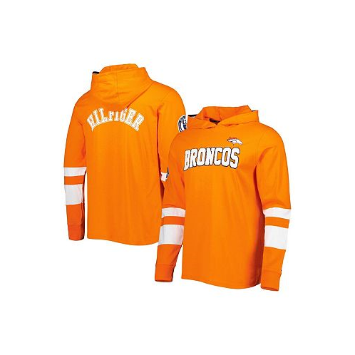 Tommy Hilfiger Mens Orange White Denver Broncos Alex Long Sleeve Hoodie T-shirt