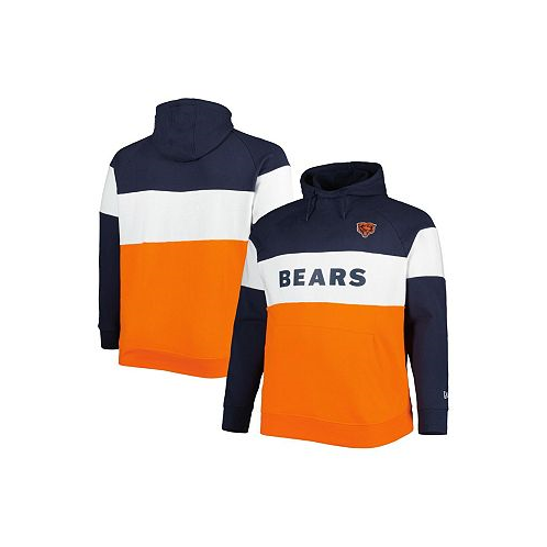 New Era Mens Orange Chicago Bears Big and Tall Current Team Colorblock Fleece Raglan Pullover Hoodie
