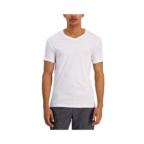 Alfani Mens Regular-Fit V-Neck Solid Undershirts Pack of 4