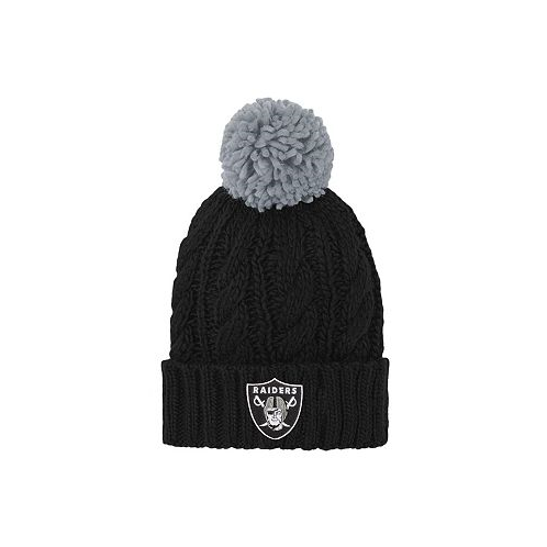 Outerstuff Big Girls Black Las Vegas Raiders Team Cable Cuffed Knit Hat with Pom