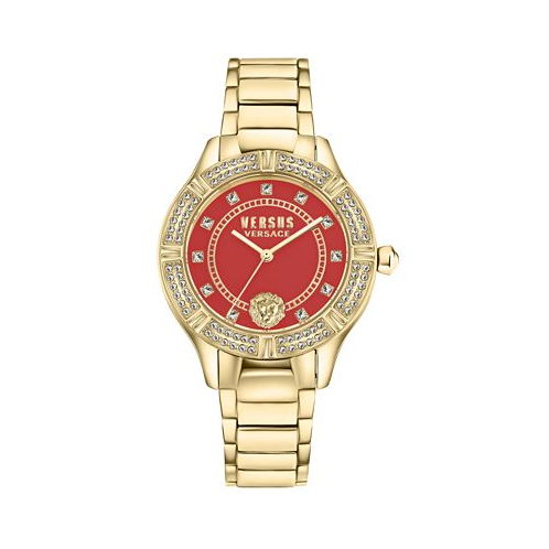 Versus Versace Womens Canton Road Gold Ion Plated Stainless Steel Bracelet Watch 36mm