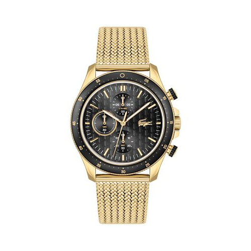 Lacoste Mens Neoheritage Gold-Tone Mesh Bracelet Watch 42mm