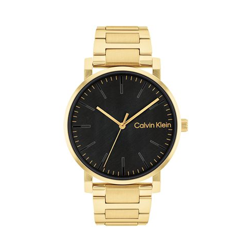 Calvin Klein Mens 3-Hand Gold-Tone Stainless Steel Bracelet Watch 43mm
