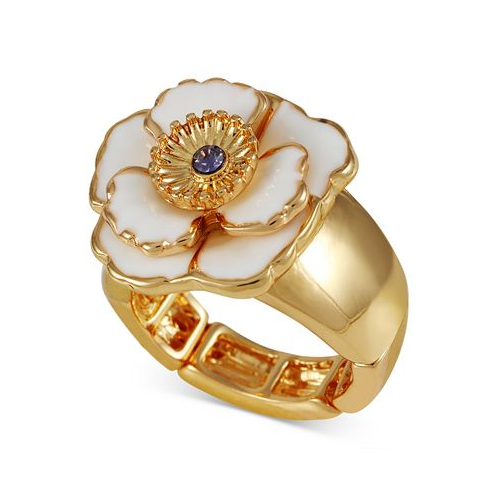 GUESS Gold-Tone Mixed Color Stone Flower Statement Ring