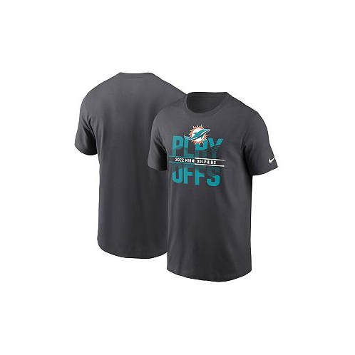 Nike Mens Anthracite Miami Dolphins 2022 NFL Playoffs Iconic T-shirt