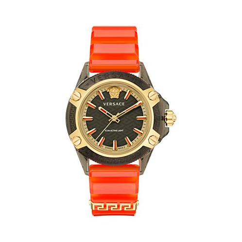 Versace Mens Swiss Icon Active Orange Silicone Strap Watch 42mm