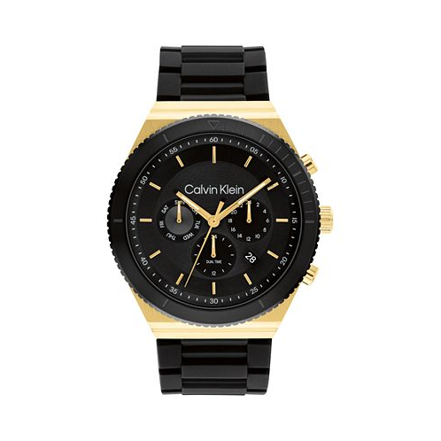 Calvin Klein Mens Black Silicone Strap Watch 44.5mm