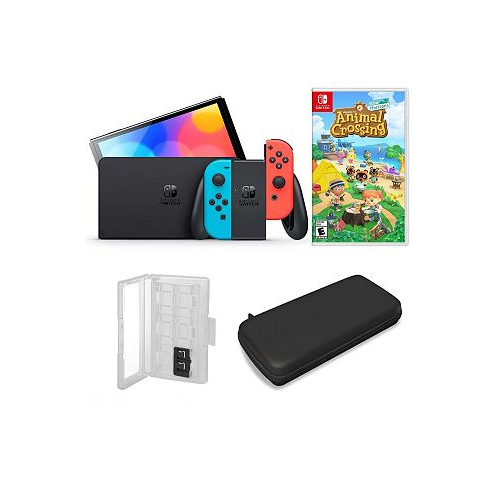 Nintendo Switch OLED in Neon with Animal Crossing & Accessories