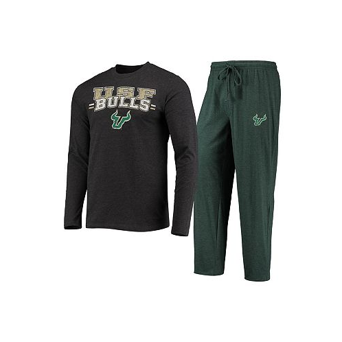 Concepts Sport Mens Green Heathered Charcoal South Florida Bulls Meter Long Sleeve T-shirt and Pants Sleep Set
