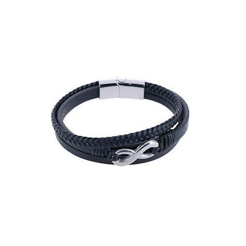 TRAFALGAR Infinity Triple Band Secure Clasp Leather Bracelet