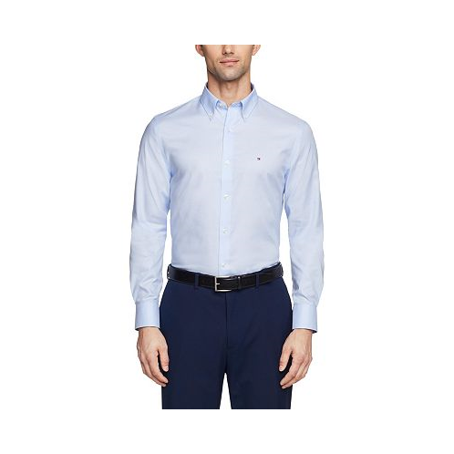 Tommy Hilfiger Mens Flex Slim Fit Wrinkle Free Stretch Pinpoint Oxford Dress Shirt