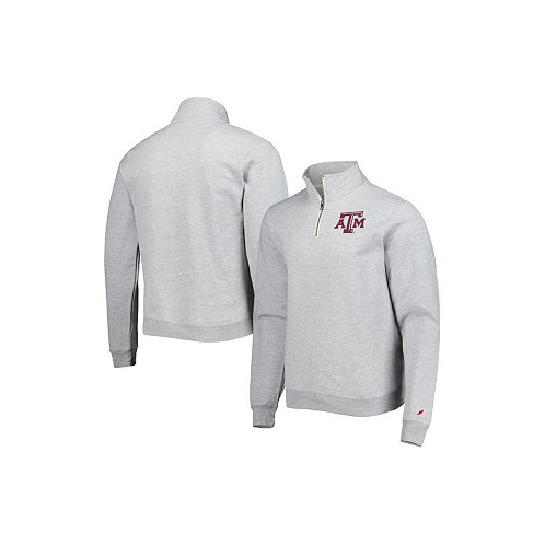 League Collegiate Wear Mens Heather Gray Texas A&M Aggies Stack Essential Fleece Quarter-Zip Sweatshirt