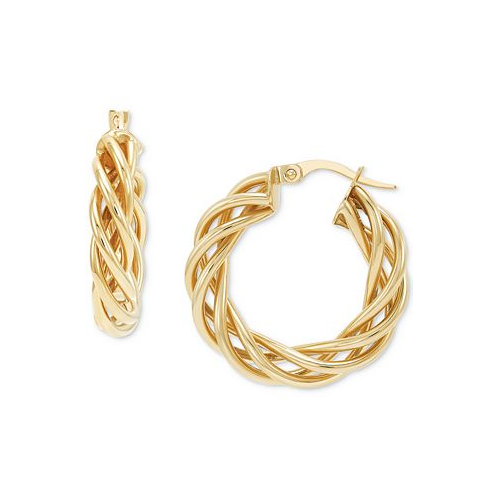 Italian Gold Braided Small Hoop Earrings in 10k Gold 1