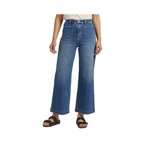 Silver Jeans Co. Womens Vintage-Inspired Patch Pocket Wide Leg High Rise Jeans