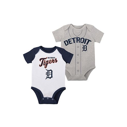 Outerstuff Infant Boys and Girls White Heather Gray Detroit Tigers Two-Pack Little Slugger Bodysuit Set