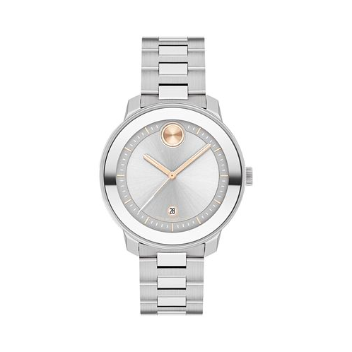 Movado Womens Bold Verso Swiss Quartz Silver-Tone Stainless Steel Watch 38mm