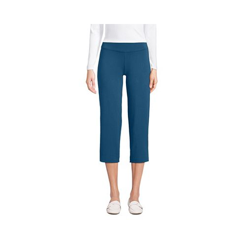 Lands End Womens Starfish Mid Rise Elastic Waist Pull On Crop Pants