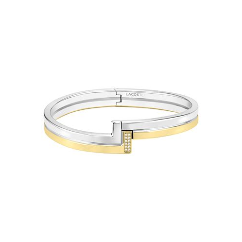 Lacoste Crystal Pave Two Tone L Bangle