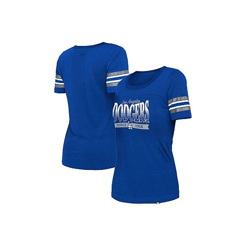 New Era Womens Royal Los Angeles Dodgers Team Stripe T-shirt