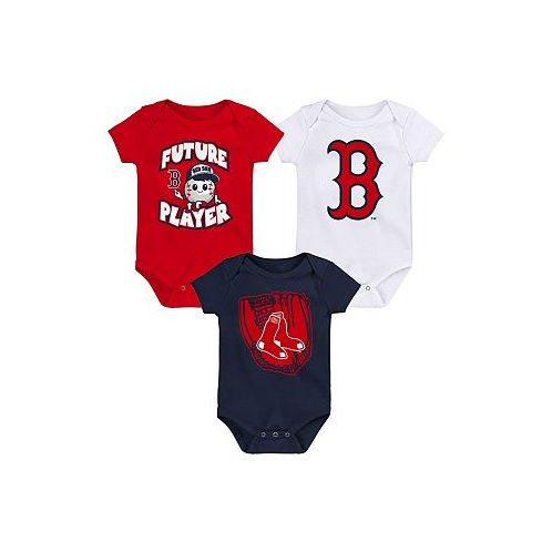 Outerstuff Infant Boys and Girls Red Navy White Boston Red Sox Minor League Player Three-Pack Bodysuit Set