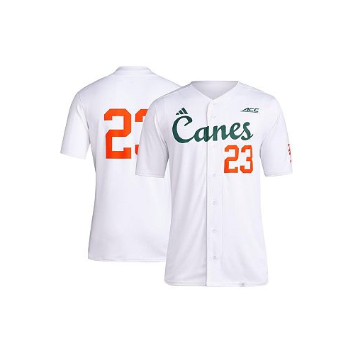 Adidas Mens #23 White Miami Hurricanes Team Baseball Jersey