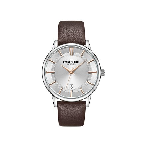Kenneth Cole New York Mens Quartz Classic Brown Dark Genuine Leather Watch 42mm