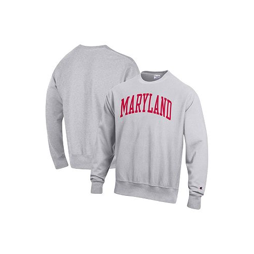 Champion Mens Heathered Gray Maryland Terrapins Arch Reverse Weave Pullover Sweatshirt