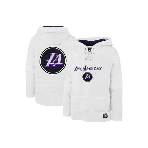 47 Brand Mens White Los Angeles Lakers 2022/23 Pregame MVP Lacer Pullover Hoodie - City Edition