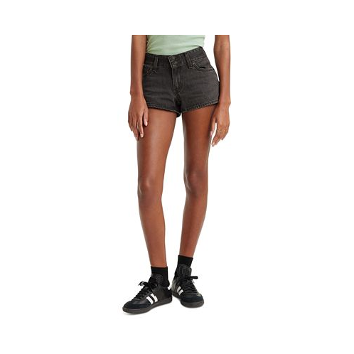 Levis Womens Distressed Frayed-Hem Super-Low Denim Shorts
