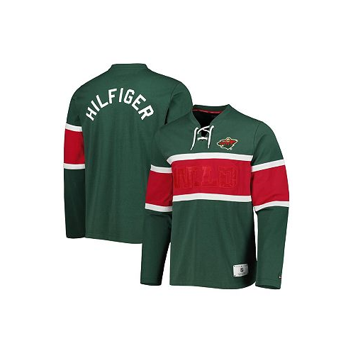 Tommy Hilfiger Mens Green Minnesota Wild Walter Lace-Up Long Sleeve Top