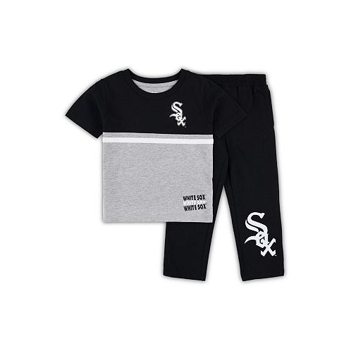 Outerstuff Toddler Boys and Girls Black White Chicago White Sox Batters Box T-shirt and Pants Set