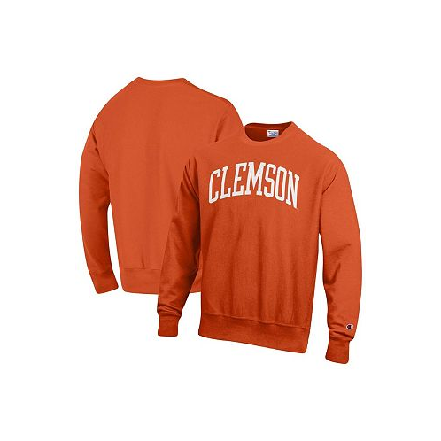 Champion Mens Orange Clemson Tigers Arch Reverse Weave Pullover Sweatshirt