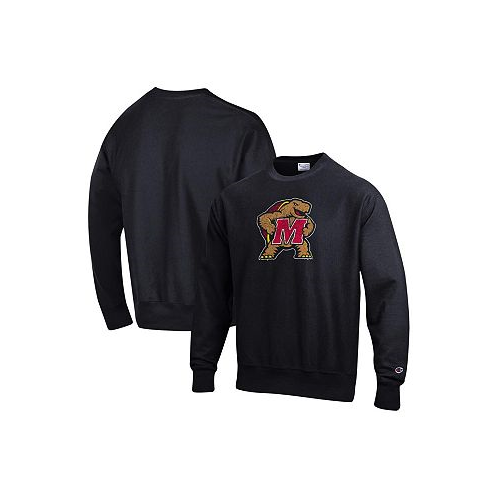 Champion Mens Black Maryland Terrapins Vault Logo Reverse Weave Pullover Sweatshirt