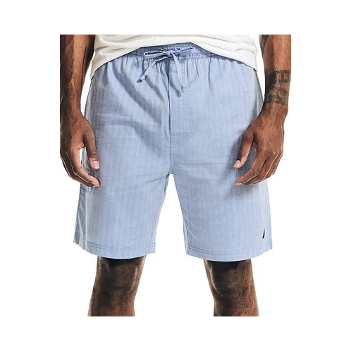 Nautica Mens Sleepwear Blue Herringbone Short