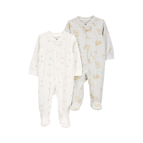 Carters Baby Boys or Baby Girls Zip Up Cotton Sleep and Plays Pack of 2