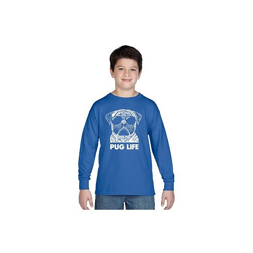 LA Pop Art Big Boys Word Art Long Sleeve T-shirt - Pug Life