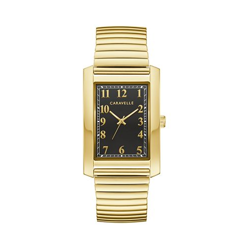 Caravelle Mens Dress Gold-Tone Stainless Steel Expansion Bracelet Watch 30mm