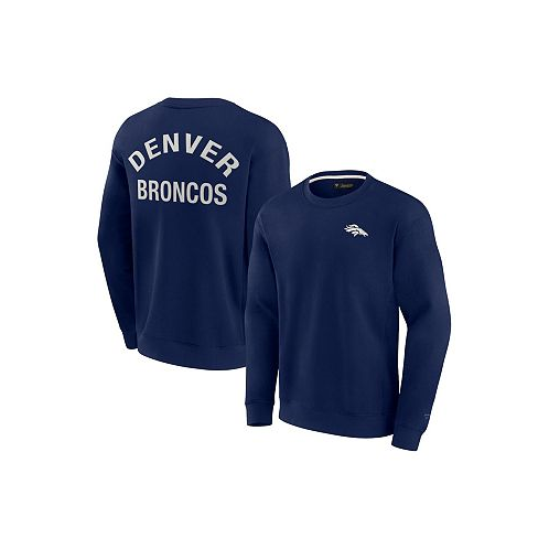 Fanatics Signature Mens and Womens Navy Denver Broncos Super Soft Pullover Crew Sweatshirt