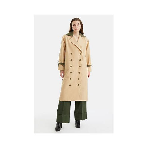 NOCTURNE Womens Lapel Collar Trench Coat