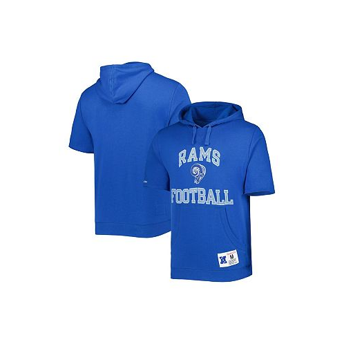 Mitchell & Ness Mens Royal Los Angeles Rams Washed Short Sleeve Pullover Hoodie