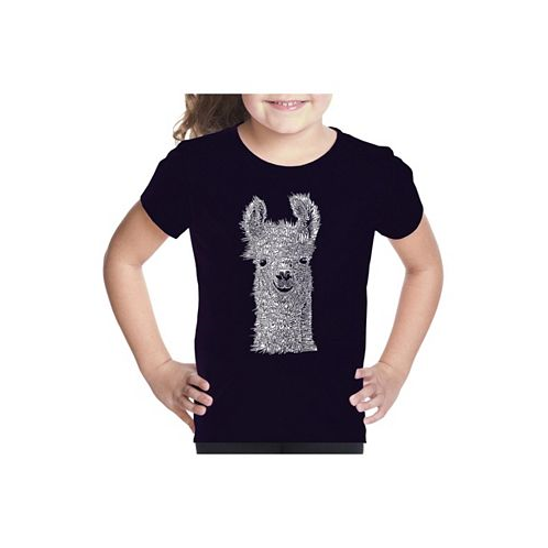 LA Pop Art Big Girls Word Art T-shirt - Llama