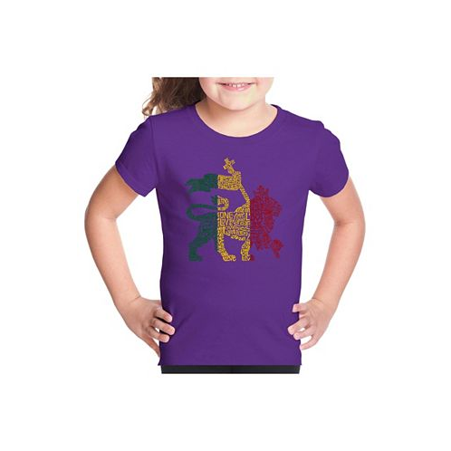 LA Pop Art Big Girls Word Art T-shirt - One Love Lion