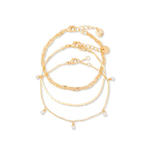Brook & york 14k Gold Darcy Imitation Pearl Bracelet Set 3 Piece