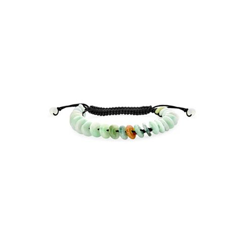Bling Jewelry Unisex Boho Natural Gemstone Natural Light Green Jade Multi Donut Disc Bracelet For Women Adjustable Slider Cord 7-9”