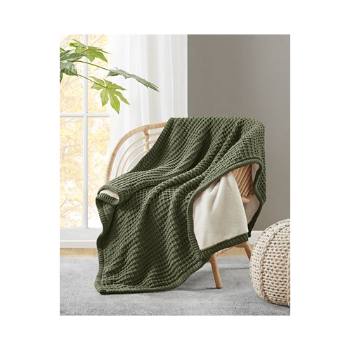 Charter Club Waffle Knit Reversible Faux Fur Throw 50 x 60