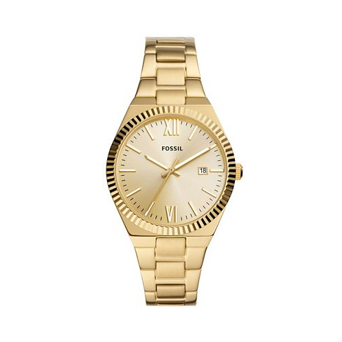 Fossil Womens Scarlette Three-Hand Date Gold-Tone Stainless Steel Watch 38mm