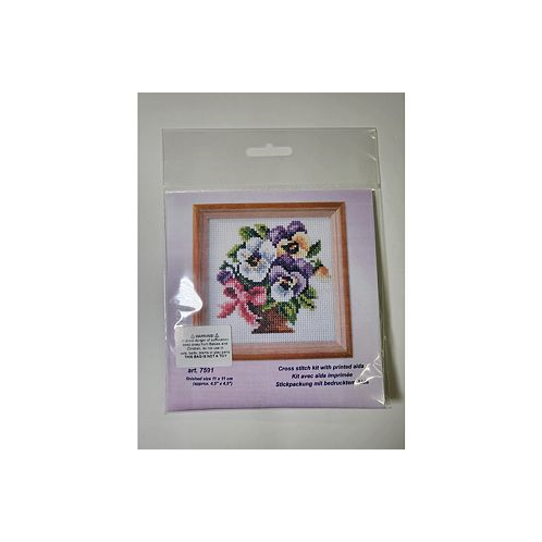 Orchidea Stamped Cross stitch kit Pansies 7591