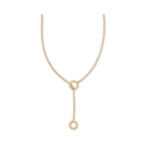 On 34th Gold-Tone Loop & Box Chain 25 Lariat Necklace