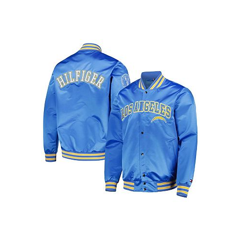Tommy Hilfiger Mens Powder Blue Los Angeles Chargers Elliot Varsity Full-Snap Jacket
